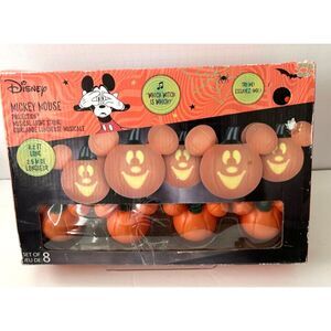 Disney Mickey‎ Mouse Musical Pumpkin Light String Emoteglow Projection Halloween